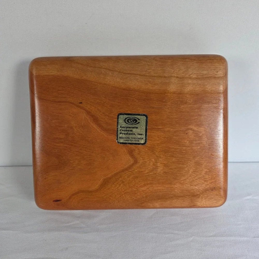 Corporate Custom Products Wooden Hummingbird Jewelry Valet Box Burgundy Velvet